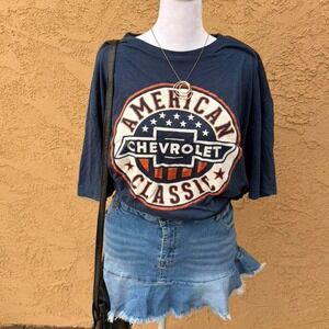 Mens navy oversized graphic tee chevrolet